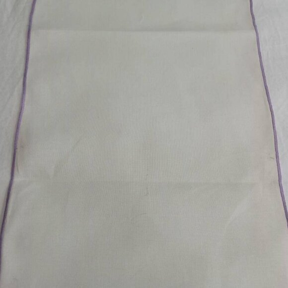 Long Embroider Purple & White Table Runner Cotton Linen Table Antique Vintage - Picture 5 of 10